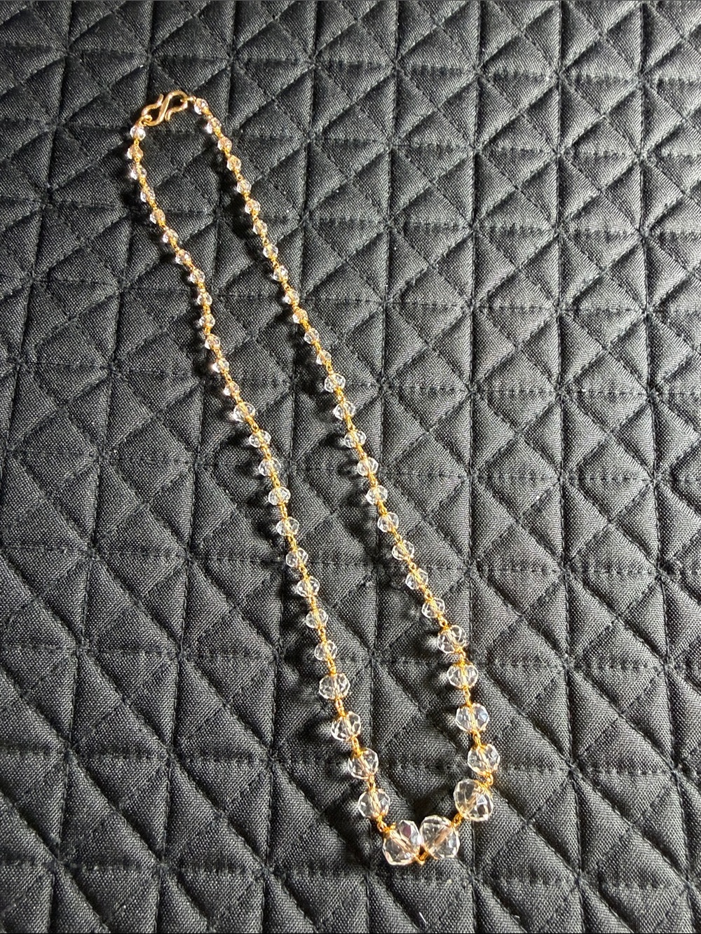 Gold-Tone Crystal Bead Necklace - Clear Crystal